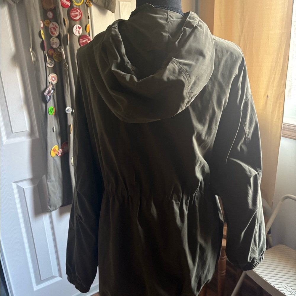 Women's Forever 21 Olive Green Hooded Utility Jacket -Anorak Jacket